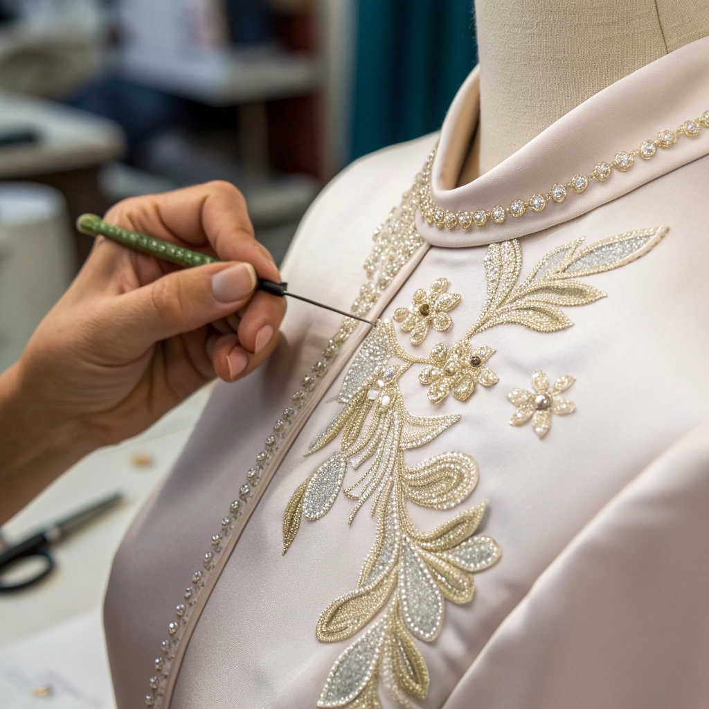 Intricate sewing handwork