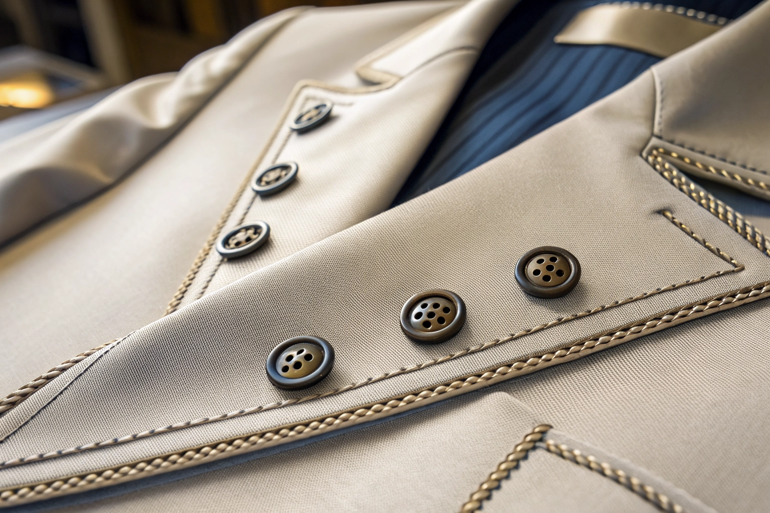Sophisticated tailoring details on luxurious traditional wear